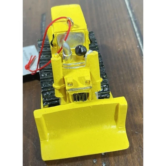 Bulldozer Black Yellow Christmas Holiday Ornament NWT Cake Topper Construction - Picture 4 of 5